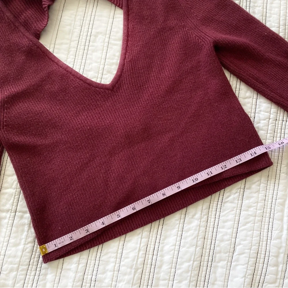 Lovers + Friends Cropped Cutout Twist Sweater in Merlot Dark Red size Small